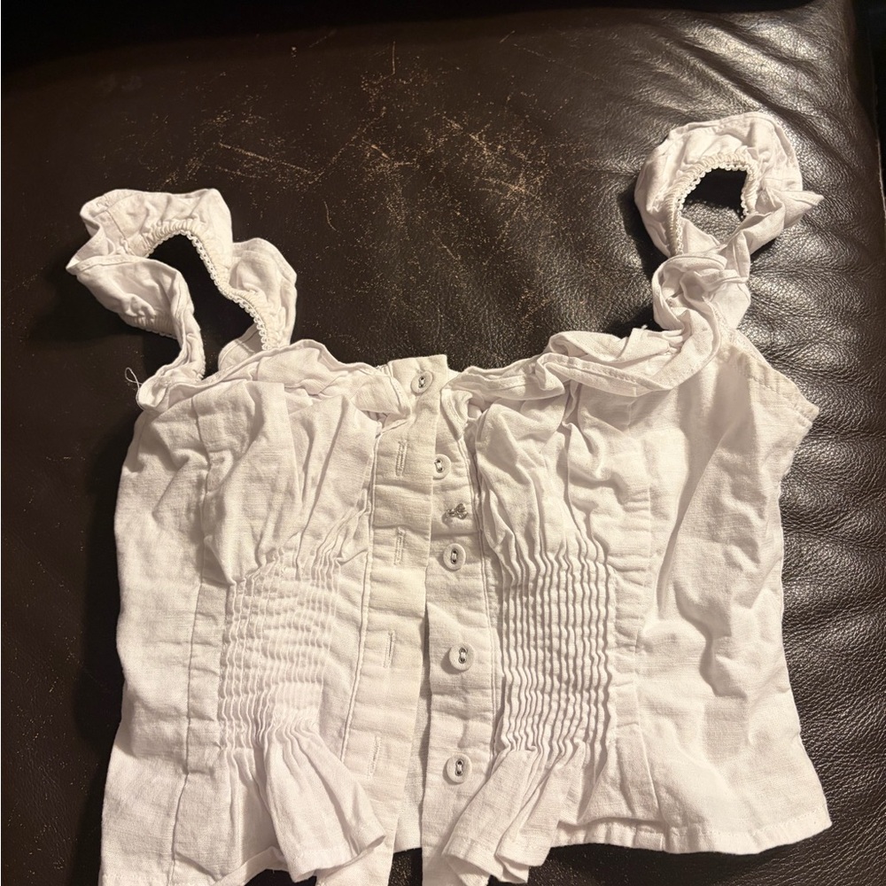 Princess Polly White Ruffle Trim Top
